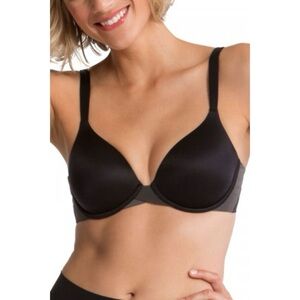 Spanx Pillow Cup Signature Full Coverage Tshirt Bra 34D Black Comfort Underwire